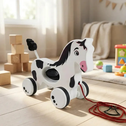 Wooden pull-along horse - toys
