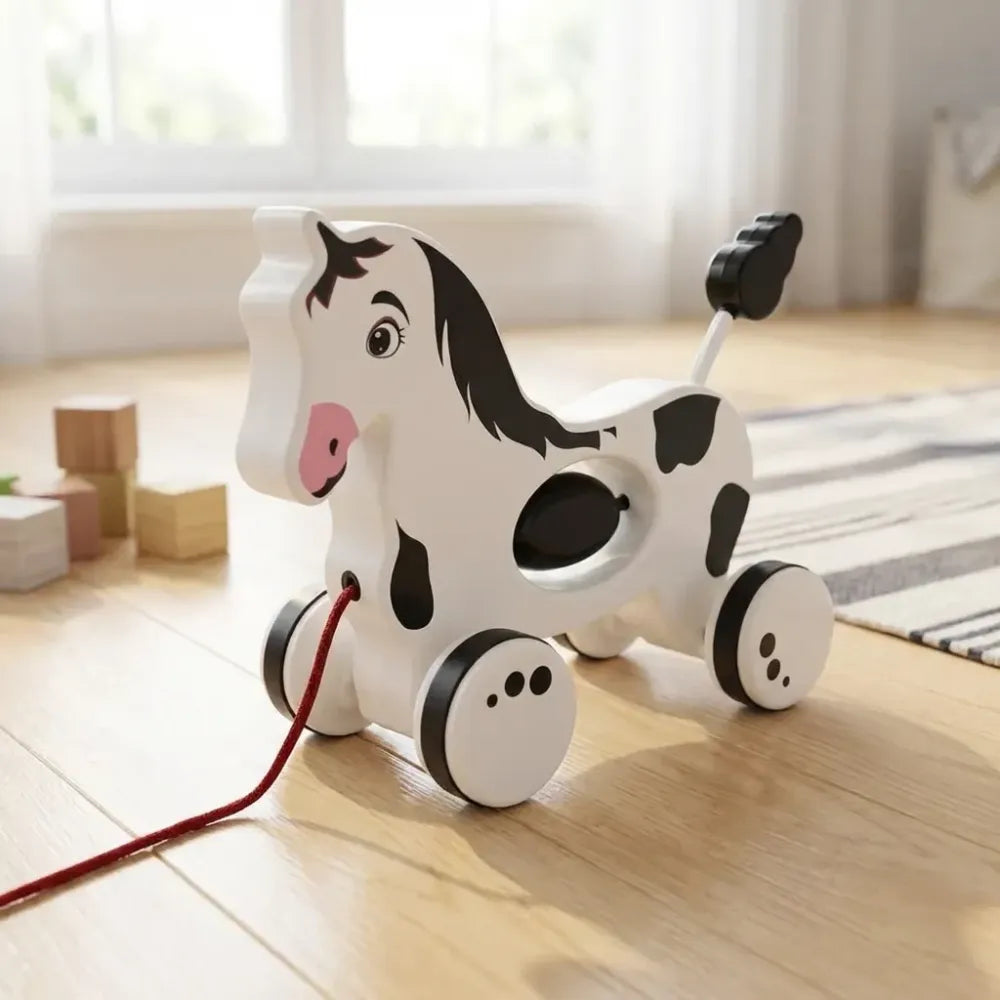 Wooden pull-along horse - toys