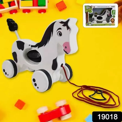 Wooden pull-along horse - toys