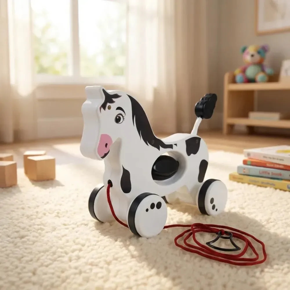 Wooden pull-along horse - toys