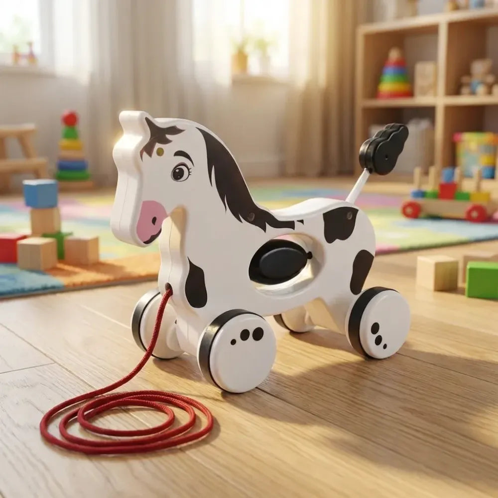 Wooden pull-along horse - toys