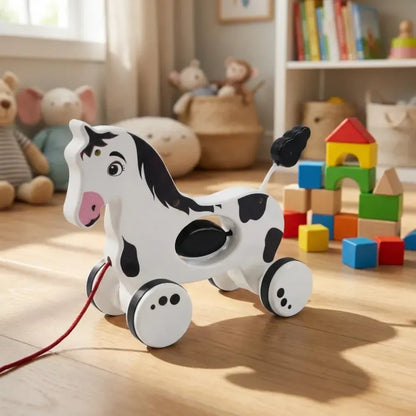 Wooden pull-along horse - toys