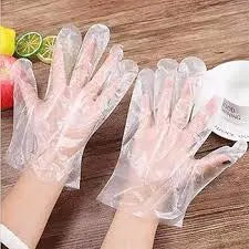 Clear disposable plastic gloves