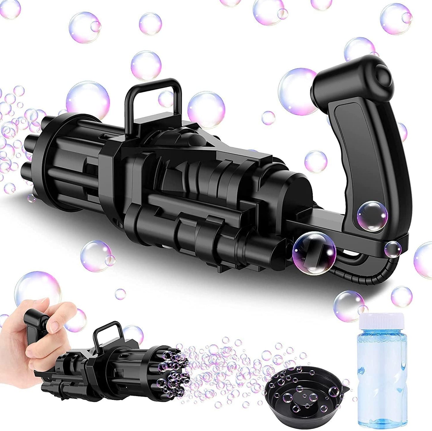 Bubble Gun, with 3 Batteries and Bubble Water