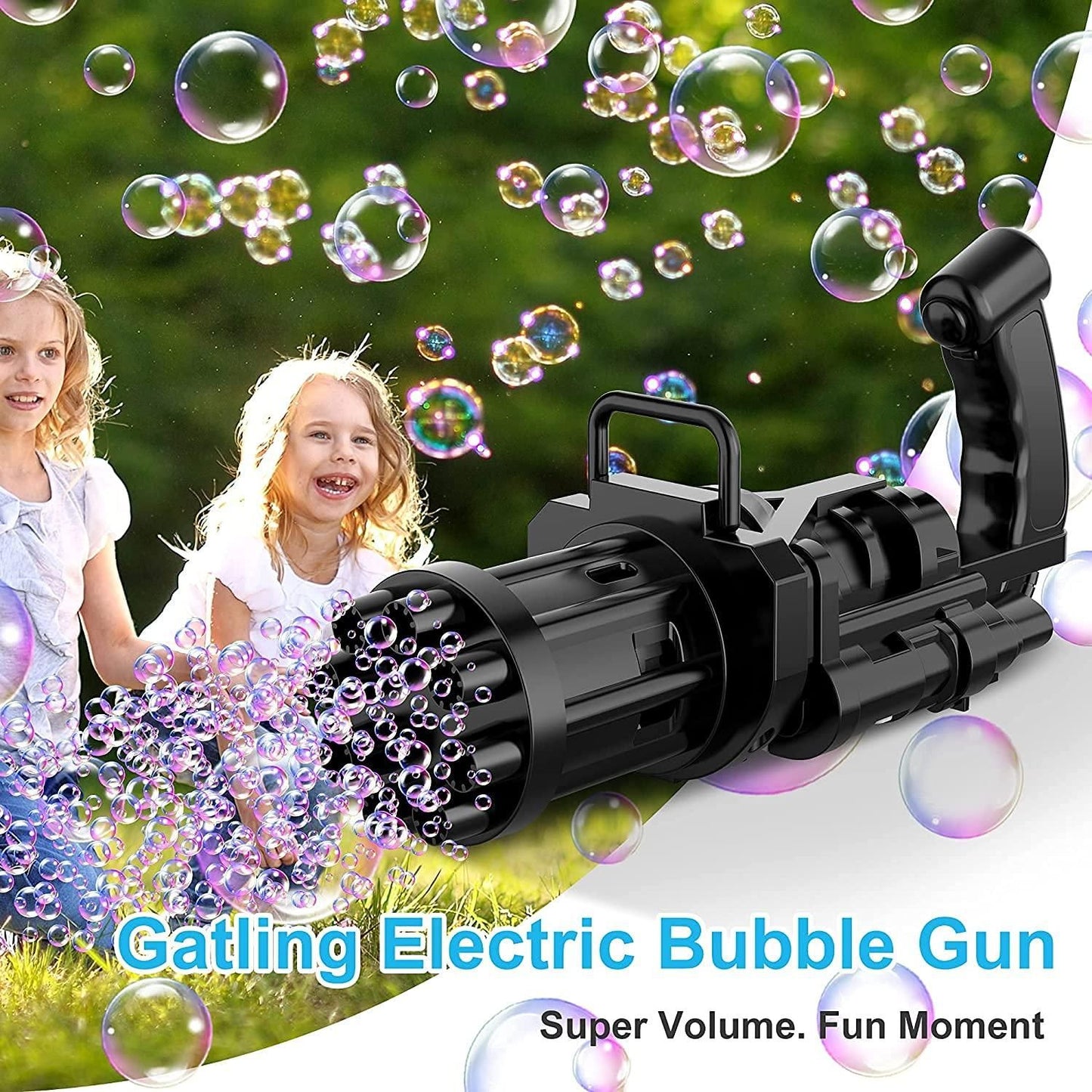 Bubble Gun, with 3 Batteries and Bubble Water