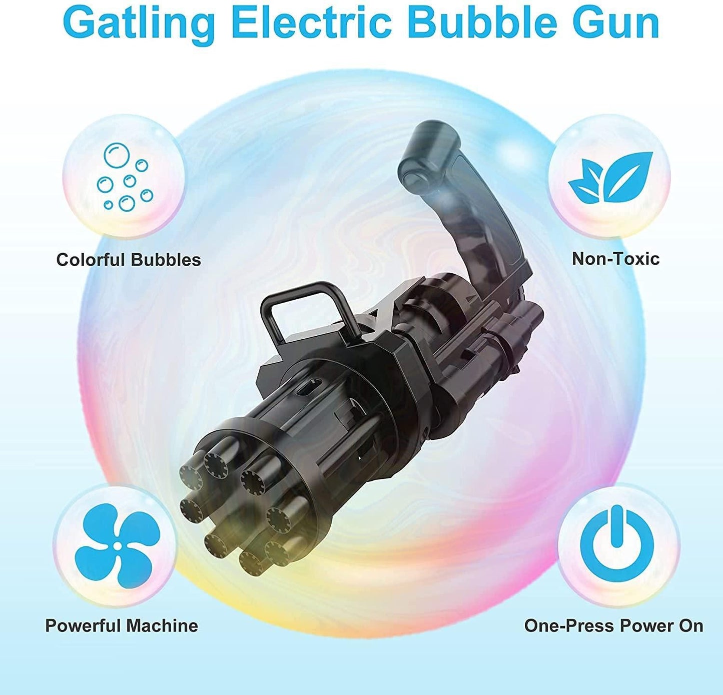 Bubble Gun, with 3 Batteries and Bubble Water